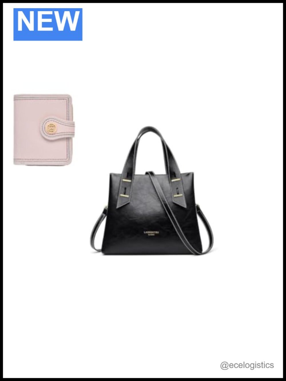 Genuine Leather Crossbody Satchel Handbag with Bifold Wallet Women's Purse